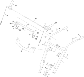 Handle Assembly Diagram and Parts List for 38701 400000000 - 408799999 Toro Power Broom
