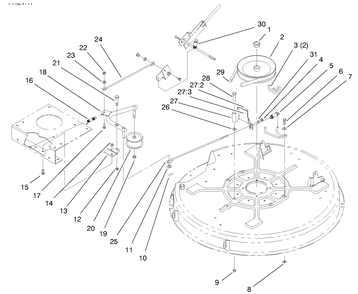 Pulley & Belt Assembly (32" Cutting Unit) Diagram and Parts List for 71188 7900001 - 7999999 Toro Lawn Tractor