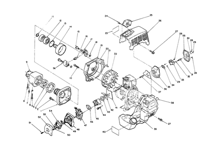 Engine Assembly Diagram and Parts List for 51675 1000001 - 1999999 Toro Trimmer