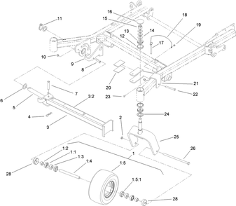 Caster Wheel And Z Stand Assembly Diagram and Parts List for 74269 (311000001-311999999)(2011) Toro Lawn Mower