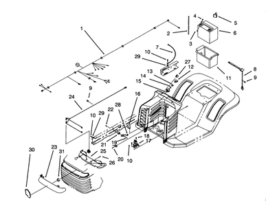 Electrical Assembly Diagram and Parts List for 71191 4900001 - 4999999 Toro Lawn Tractor