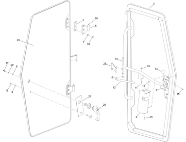 Left Hand Door Assembly No. 136-7746 Diagram and Parts List for 25208 400000000 - 999999999 Toro Lawn Tractor Accessories