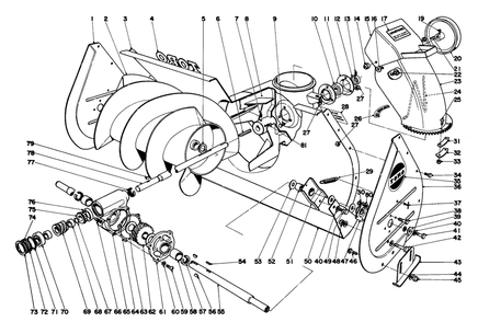 Auger Assembly Diagram and Parts List for 31626 1000001 - 1999999 Toro Snow Blower