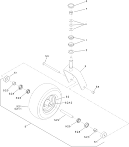 Caster Fork And Wheel Assembly Diagram and Parts List for 74141 (316000001-316999999)(2016) Toro Lawn Mower