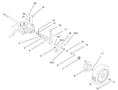 Gear Case & Rear Wheel Assembly Diagram and Parts List for 22157 9900001 - 9999999 Toro Lawn Mower