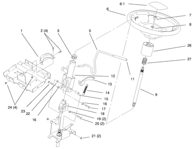 Steering Wheel And Tilt Diagram and Parts List for 72045 7900001 - 7999999 Toro Lawn Tractor