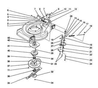 Blade Brake Clutch Assembly Diagram and Parts List for 26621B 2000001 - 2999999 Toro Lawn Mower