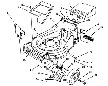 Housing Assembly Diagram and Parts List for 26640BC 5900001 - 5999999 Toro Lawn Mower