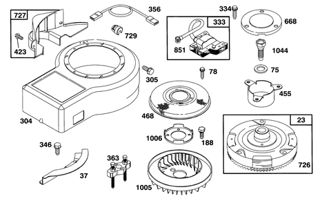 Engine Briggs & Stratton Model 286707-0452-01 Diagram and Parts List for 71180 3900001 - 3999999 Toro Lawn Tractor