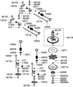 Valve And Camshaft Assembly Diagram and Parts List for 22974 400000000 - 401999999 Toro Lawn Tractor Accessories