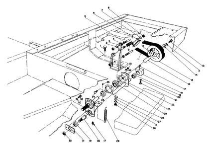 Power Take Off Assembly Diagram and Parts List for 30775 100001 - 199999 Toro Lawn Tractor