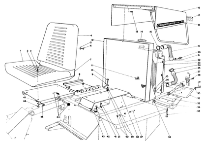 Seat, Radiator And Hood Assembly Diagram and Parts List for 30773 40001 - 40499 Toro Lawn Tractor Accessories