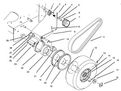 Axle, Brake, Wheel Drive And Belts Diagram and Parts List for 30165 690001 - 699999 Toro Lawn Tractor Accessories