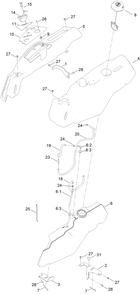 Body Styling And Fuel Pod Assembly Diagram and Parts List for 75746TA 400000000 - 410039999 Toro Lawn Tractor
