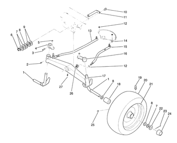 Front Axle Assembly Diagram and Parts List for 22-14OE01 1000001 - 1999999 Toro Lawn Tractor