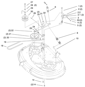 38" Deck Blade & Brake Assembly Diagram and Parts List for 71221 9900001 - 9999999 Toro Lawn Tractor