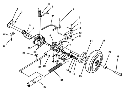 S.P. Rear Axle Assembly Diagram and Parts List for 20922B 39000001 - 39999999 Toro Lawn Mower