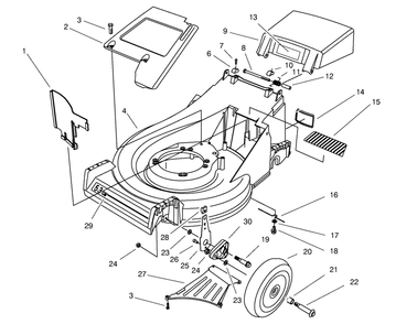 Housing Assembly Diagram and Parts List for 26643 7900001 - 7999999 Toro Lawn Mower