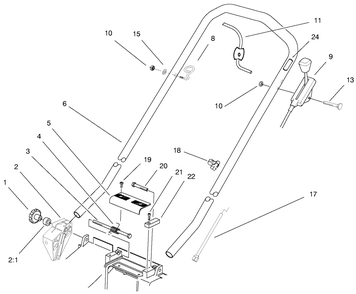Handle Assembly Diagram and Parts List for 21012 8900001 - 8999999 Toro Lawn Mower
