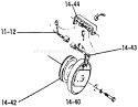 P.t.o. Clutch (plate 14.2) Diagram and Parts List for 1-0310 1971 Toro Lawn Tractor