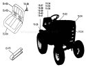 Seats, Decals Misc. Trim Diagram and Parts List for 1-0375 1975 Toro Lawn Tractor