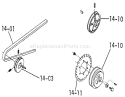 Drive Belts & Pulleys (plate 14.1) Diagram and Parts List for 1-0150 1971 Toro Lawn Tractor