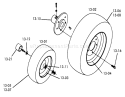 Wheels And Tires Diagram and Parts List for 1-0491 1975 Toro Lawn Tractor