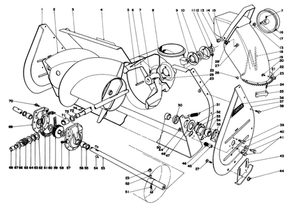 Auger Assembly Diagram and Parts List for 38160 0000001 - 0999999 Toro Snow Blower