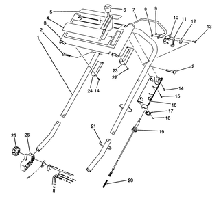 S.P. Handle (Model No. 20915 Only) Diagram and Parts List for 20910 0000001 - 0999999 Toro Lawn Mower