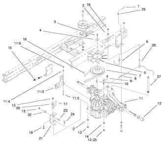 Hydro Transaxle Assembly Diagram and Parts List for 71221 9900001 - 9999999 Toro Lawn Tractor