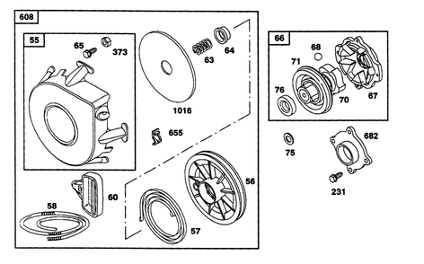 Part Location Diagram of 397982 Toro Starter Assembly.-Rewind