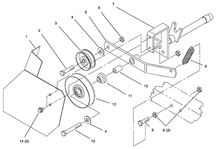 Mid Hitch Idler Asm Diagram and Parts List for 79370 6900001 - 6999999 Toro Lawn Tractor