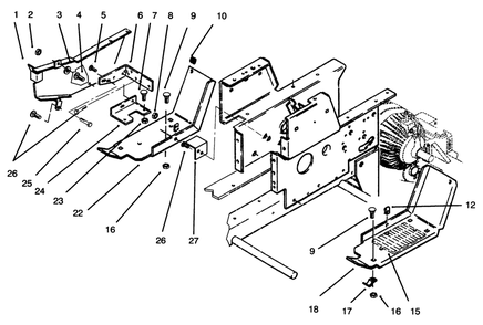 Belt Guard & Footrests Diagram and Parts List for 73401 5901261 - 5999999 Toro Lawn Tractor