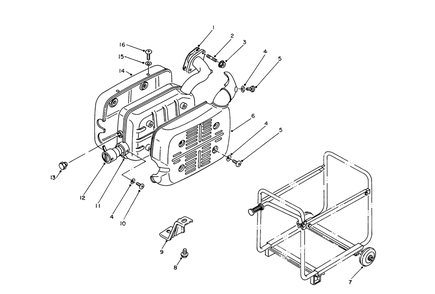 Exhaust Assembly Diagram and Parts List for 62032 6000001 - 6999999 Toro Generator