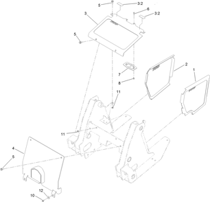 Front Cover And Side Panel Assembly Diagram and Parts List for 22328 408963400 - 409588175 Toro Lawn Tractor Accessories