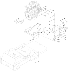 Engine Mount Assembly Diagram and Parts List for 22337CP 400000000 - 401349999 Toro Lawn Tractor Accessories