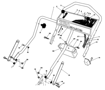 Handle Assembly Diagram and Parts List for 20715 5000001 - 5999999 Toro Lawn Mower