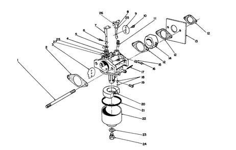 Carburetor Assembly (Model No. 47pn2-3) Diagram and Parts List for 22700B 39000001 - 39999999 Toro Lawn Mower