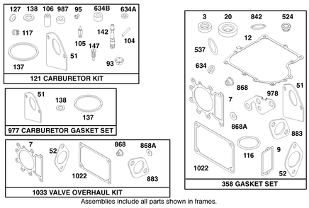 Engine Briggs & Stratton Model 28n777-0174-01 Diagram and Parts List for 71217 7900001 - 7999999 Toro Lawn Tractor