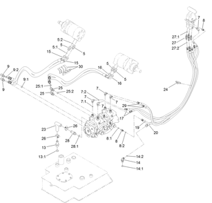Hydraulic Hose Assembly Diagram and Parts List for 22327HD 401900000 - 401999999 Toro Lawn Tractor Accessories