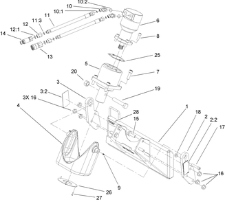 Auger Head Assembly Diagram and Parts List for 22805 402000000 - 404319999 Toro Lawn Tractor Accessories