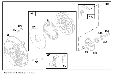 Engine Briggs & Stratton Model 135202-0263-01 Diagram and Parts List for 62924 9900001 - 9999999 Toro Leaf Blower / Vacuum