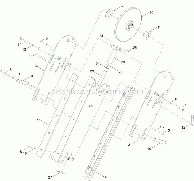Rock Boom Assembly Diagram and Parts List for 25444  Toro Lawn Tractor Accessories