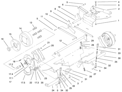 Parking Brake Diagram and Parts List for 74182 (891565-899999)(1998) Toro Lawn Tractor