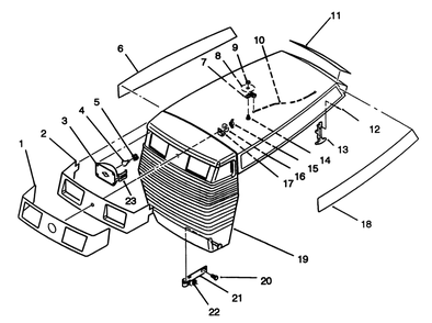 Hood Assembly Diagram and Parts List for 42-16BE01 2000001 - 2999999 Toro Lawn Tractor