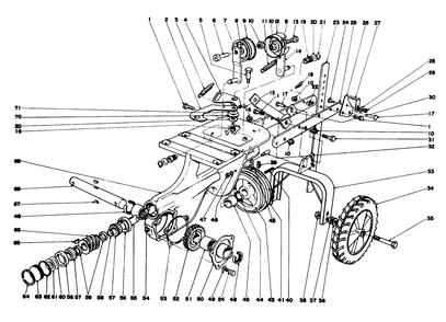 Chassis Assembly Diagram and Parts List for 58116 5000001 - 5999999 Toro Tiller