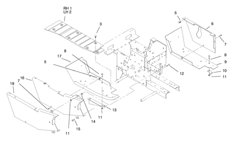 Footrest & Hoodstand Side Covers Diagram and Parts List for 73441 7900001 - 7999999 Toro Lawn Tractor
