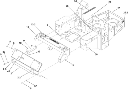 Main Frame Assembly Diagram and Parts List for 74449 (290000001-290999999)(2009) Toro Lawn Mower