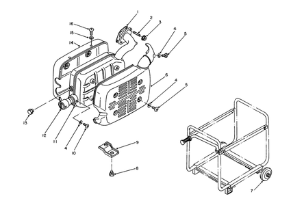 Muffler-Exhaust Assembly Diagram and Parts List for 62012 7000001 - 7999999 Toro Generator