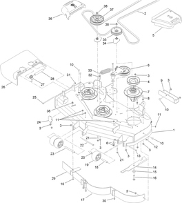 Deck Assembly Diagram and Parts List for 74901 (314000001-314999999)(2014) Toro Lawn Mower